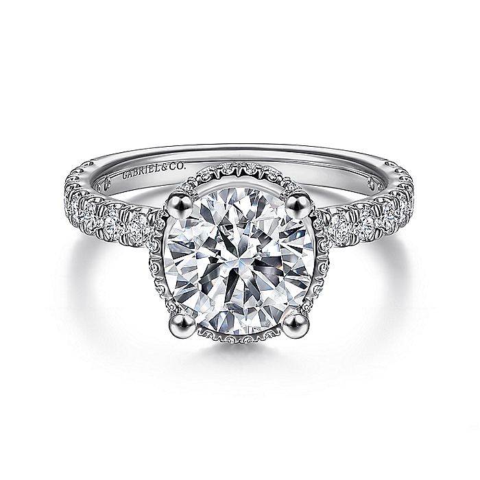 Gabriel & Co White Gold Hidden Halo Semi-Mount Engagement Ring - Diamond Semi-Mount Rings