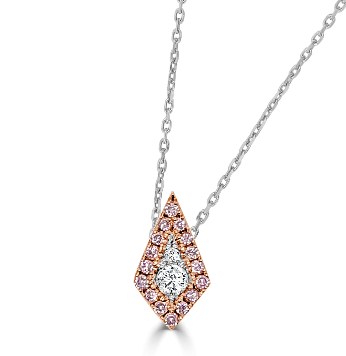 Frederuc Sage Kite Shaped Pink And White Diamond Pendant
