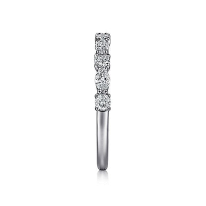 Gabriel & Co. 14 Karat White Gold Marquise and Round Diamond Anniversary Band