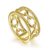 Gabriel & Co Yellow Gold Chain Link Ring with Twisted Rope Frame