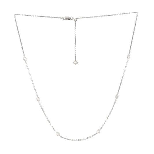 Luvente 14 Karat White Gold Diamond Marquise Station Necklace - Diamond Necklaces