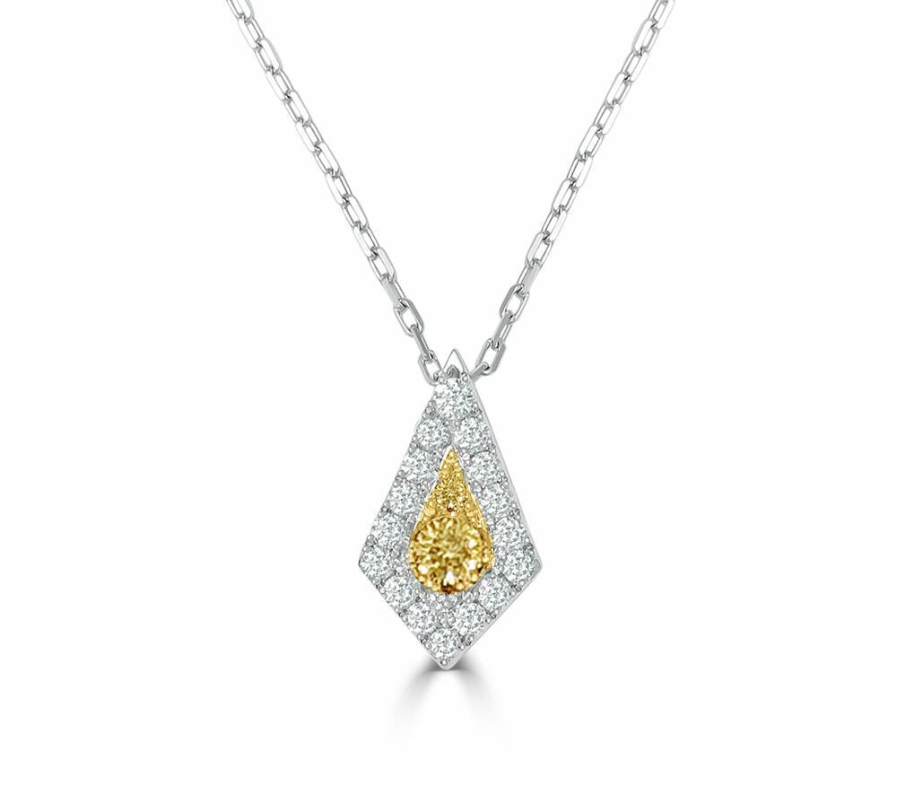 Frederic Sage White & Yellow Gold Kite Shaped Firenze Diamiond Necklace