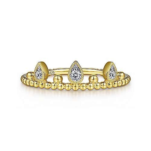 Gabriel & Co. Yellow Gold Diamond Crown Bujukan Ring - Diamond Fashion Rings - Women's