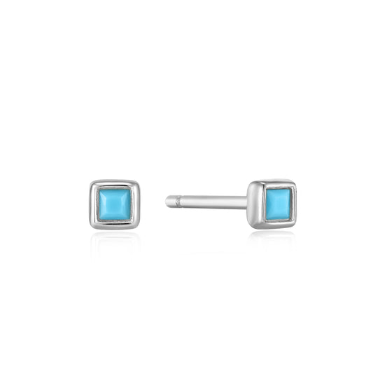 Ania Haie Turquoise Square Silver Stud Earrings - Silver Earrings