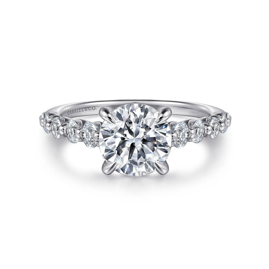 Gabriel & Co. 14 Karat White Gold Round Straight Semi-Mount Engagement Ring