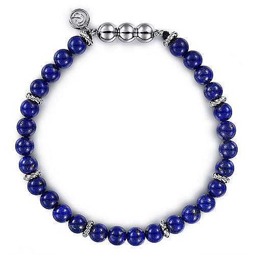 Gabriel & Co Sterling Silver Lapis Beads Bracelet - Gents Bracelet