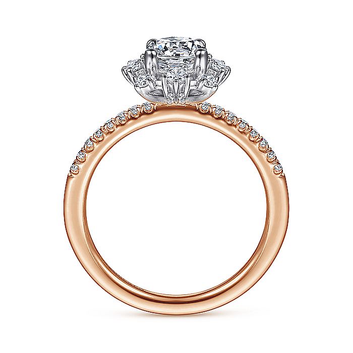 Gabriel & Co. 14 Karat White and Rose Gold Starlight Halo Semi-Mount Engagement Ring - Diamond Semi-Mount Rings
