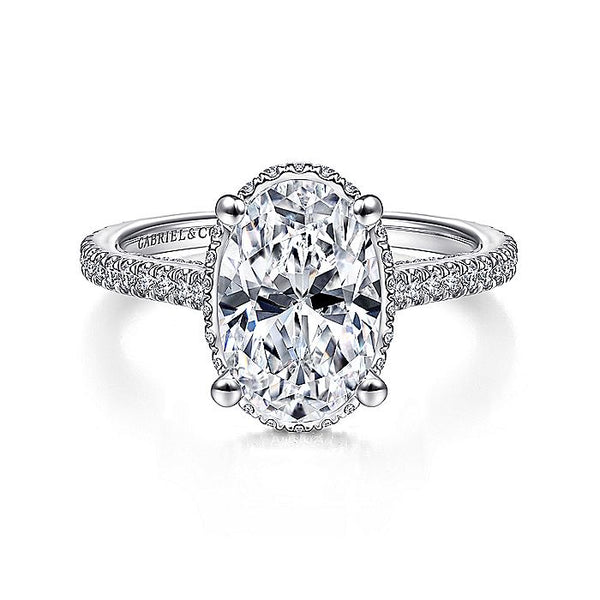 Gabriel & Co White Gold Hidden Halo Oval Engagement Ring