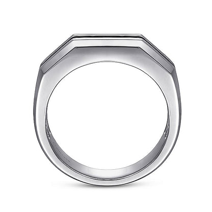 Gabriel & Co Sterling Silver Ring with Black Spinel - Gents Silver Ring