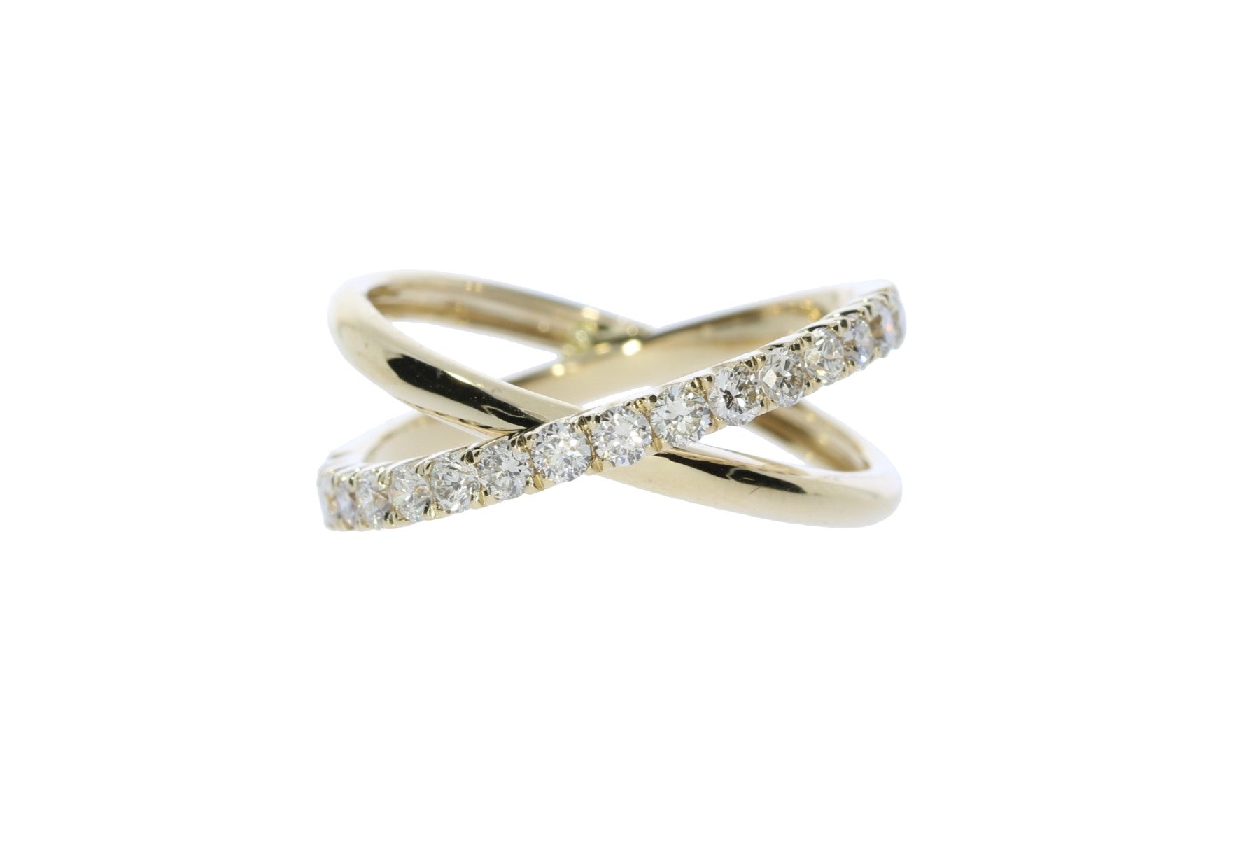 14 Karat Yellow Gold Diamond Crossover Ring - Diamond Fashion Rings - Women's