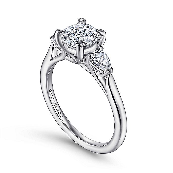 Gabriel & Co. 14 Karat White Gold Classic Round Semi-Mount Engagement Ring - Diamond Semi-Mount Rings