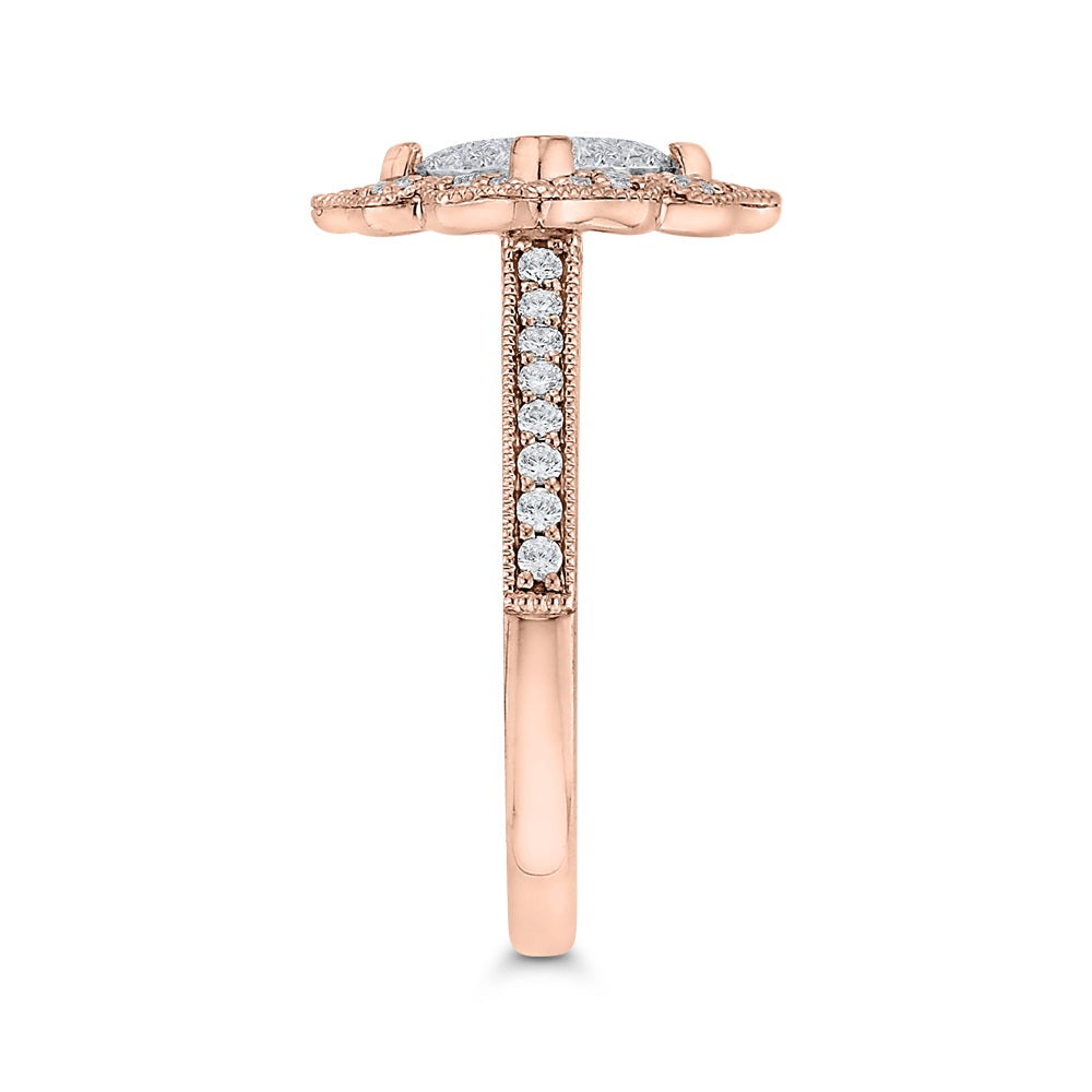 Luminous Rose And White Gold Flower Shape Engagement Ring - Diamond Engagement Rings