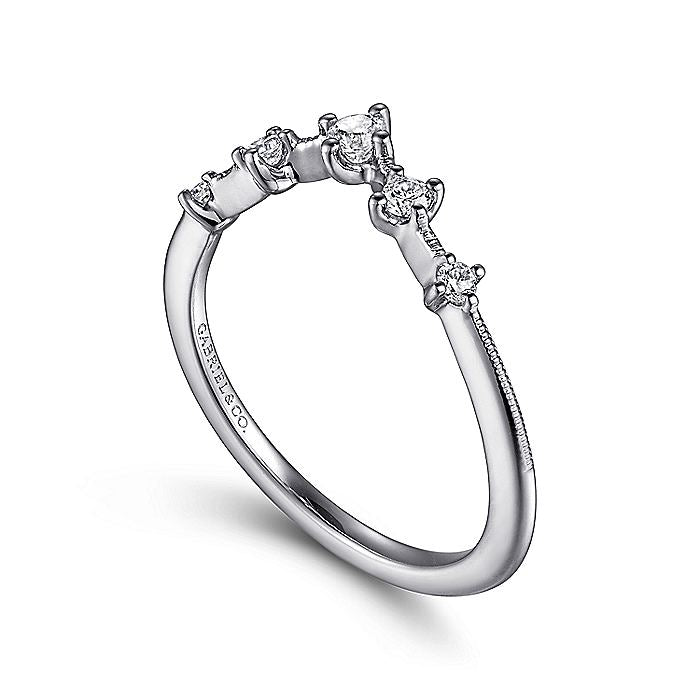 Gabriel & Co. 14 Karat White Gold Curved Diamond Wedding Band