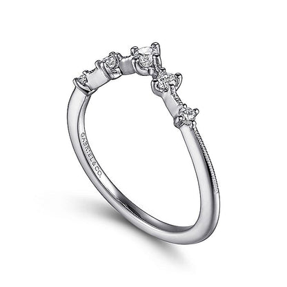 Gabriel & Co. 14 Karat White Gold Curved Diamond Wedding Band