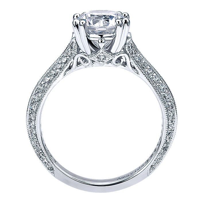 Amavida White Gold Knife Edge Engagement Ring - Diamond Semi-Mount Rings