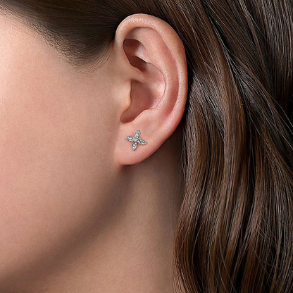 Gabriel & Co White Gold Diamond Flower Stud Earrings - Diamond Earrings