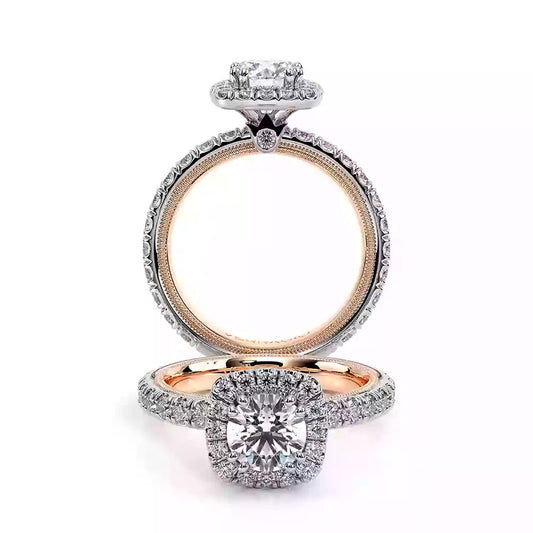 Verragio Tradition Collection White And Rose Gold Cushion Halo Semi-Mount Engagement Ring