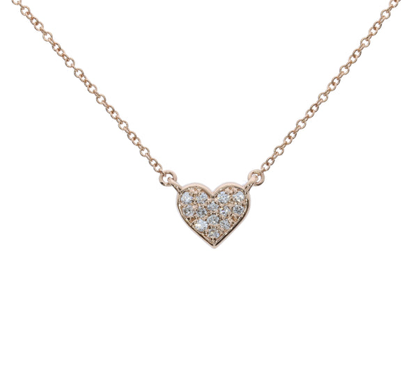 Rose Gold Diamond Pave Heart Necklace