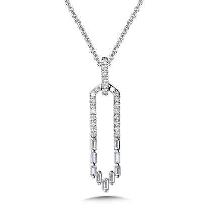 14 Karat White Gold Diamond Geometric Necklace - Diamond Pendants