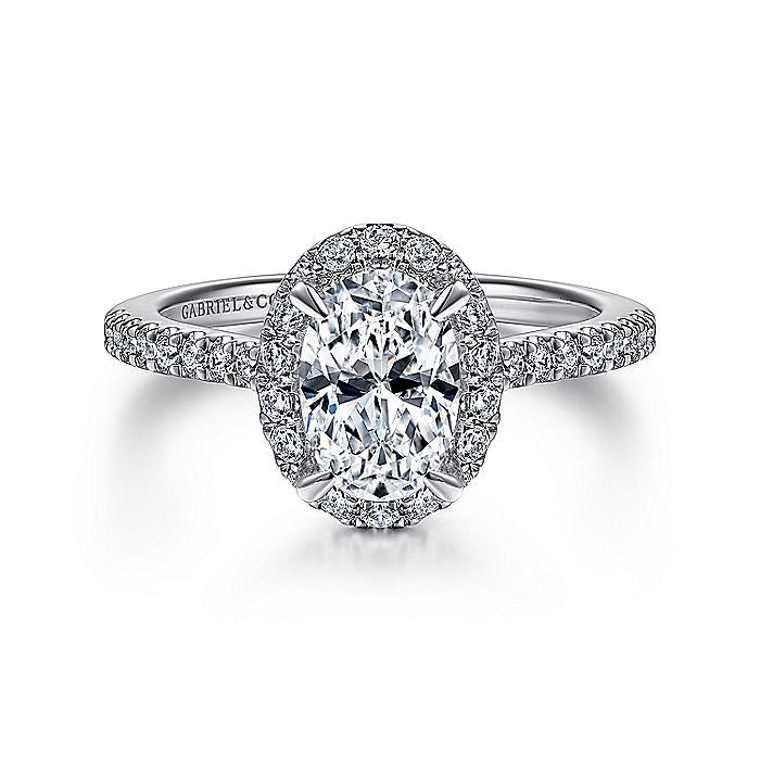 Gabriel & Co. 14 Karat White Gold Diamond Round Halo Semi-Mount Engagement Ring