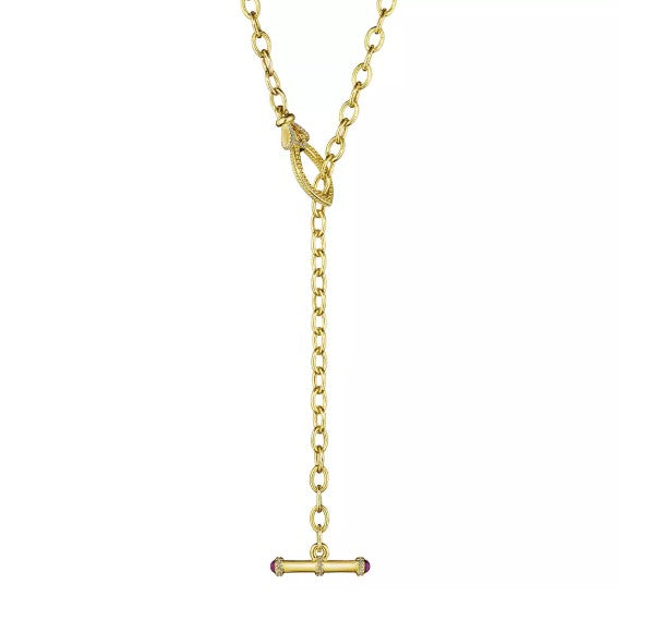 Verragio 18 Karat Yellow Gold Beaded Toggle Diamond Necklace