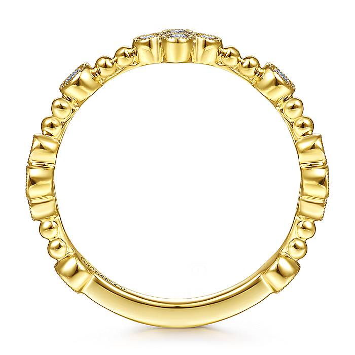 Gabriel & Co Yellow Gold Bezel Set Diamond Quatrefoil Station Ring
