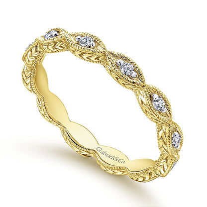 Gabriel & Co Yellow Gold Diamond Marquise Station Ring