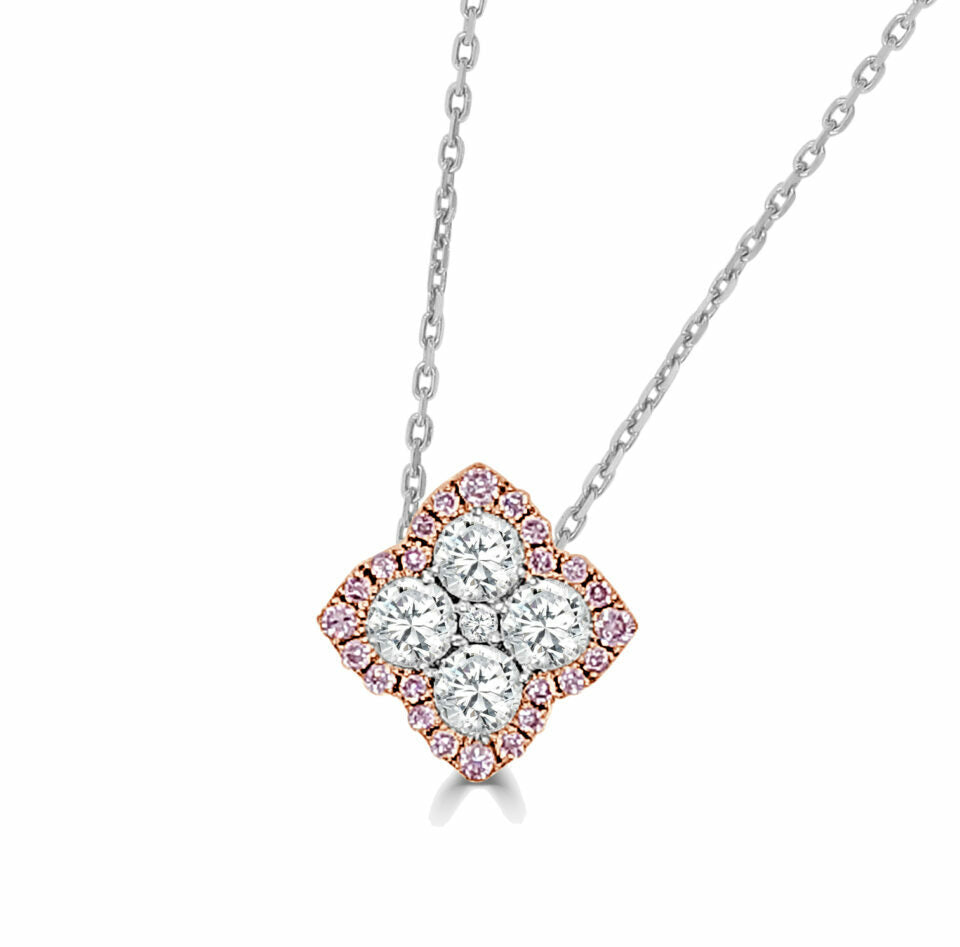 Frederic Sage White & Rose Gold Fleur D’Amour Diamond Necklace - Diamond Pendants