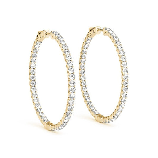 Yellow Gold Diamond Hoop Earrings - Diamond Earrings