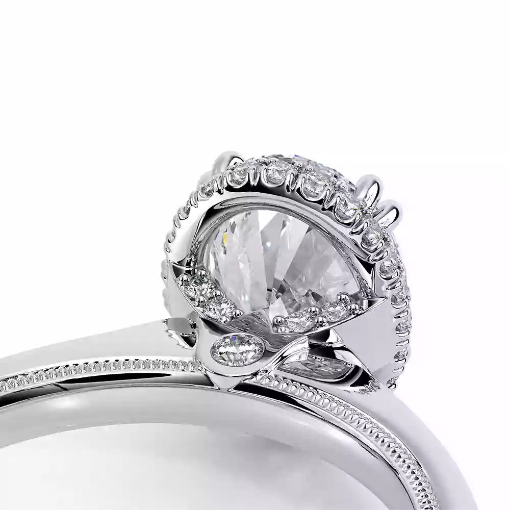 Verragio Tradition Collection White Gold Oval Hidden Halo Semi-Mount Engagement Ring