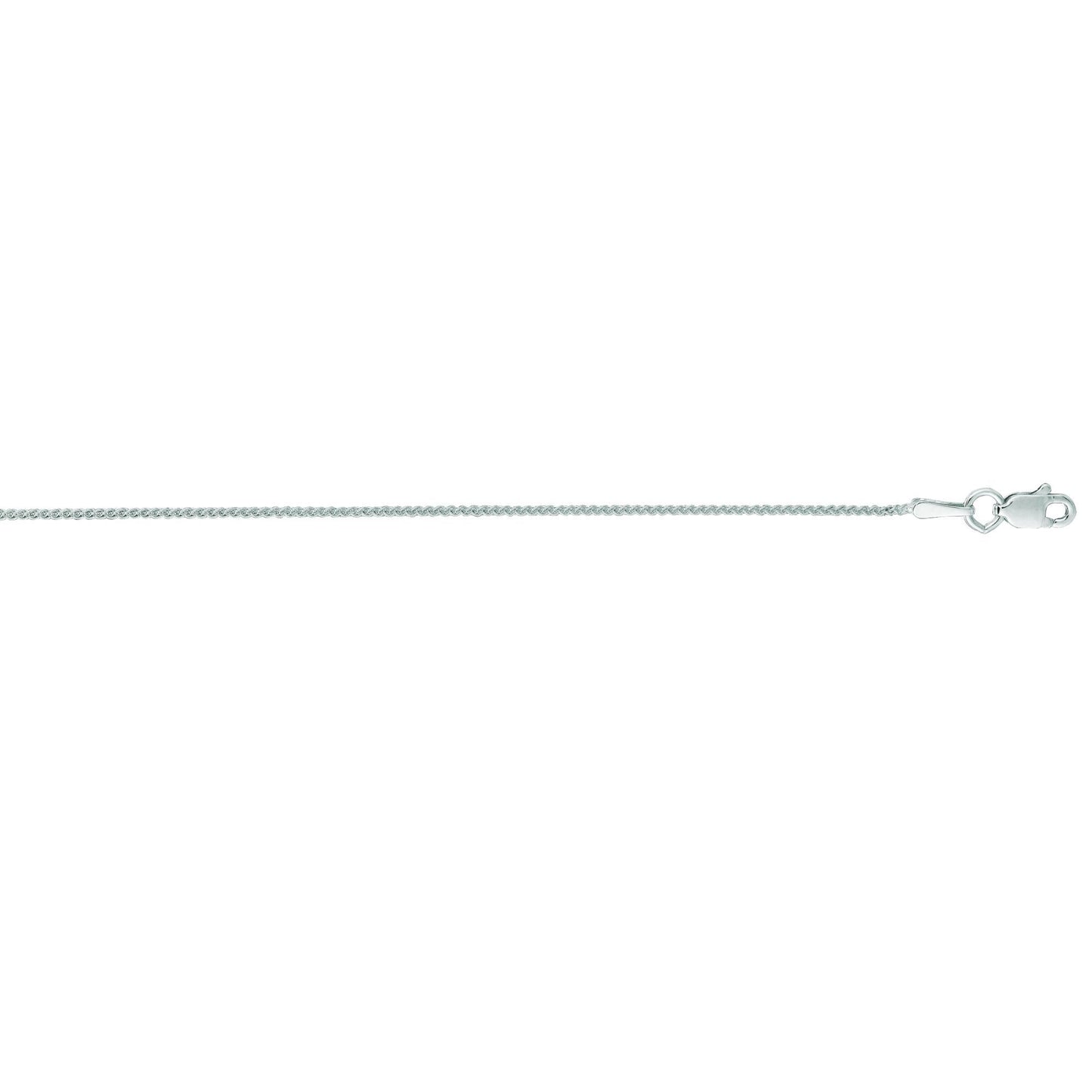 14 Karat White Gold 18 Inch Long 1.0mm Round Wheat Chain - Gold Chains
