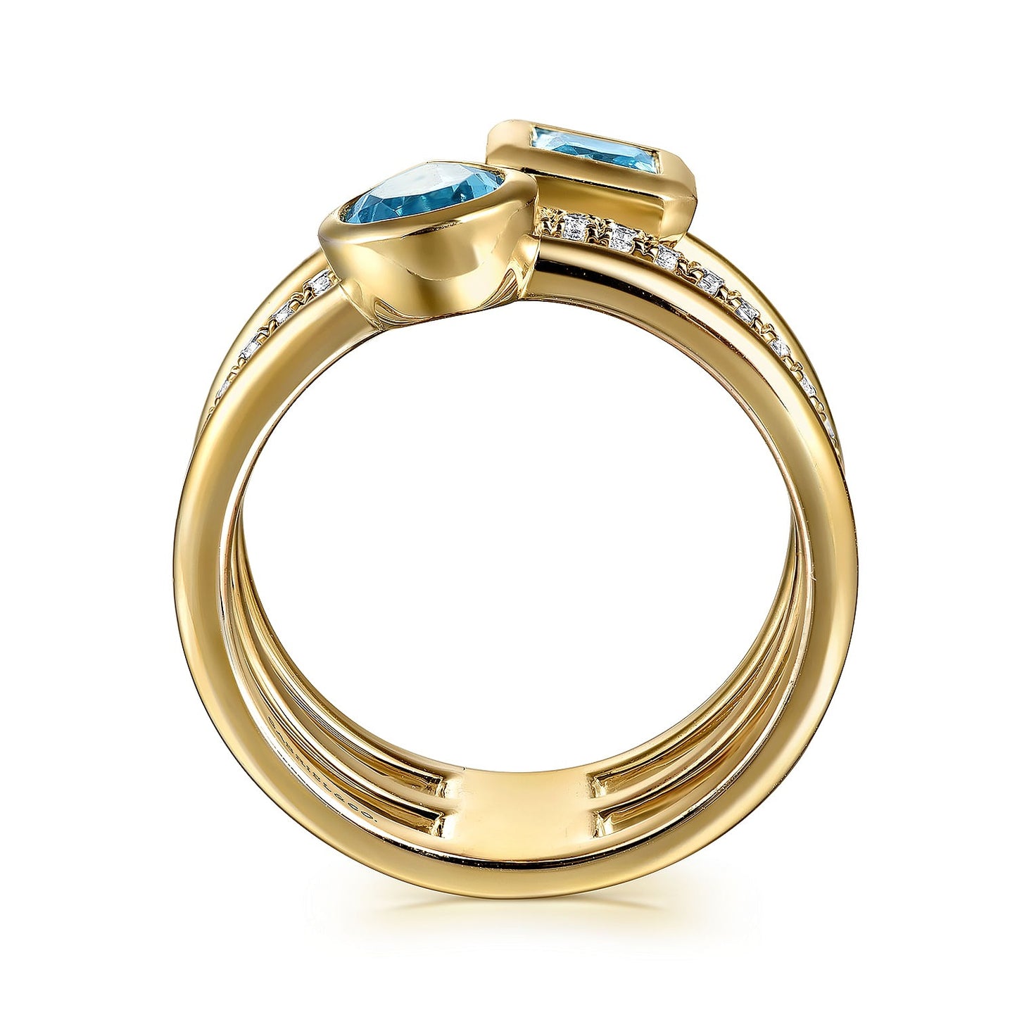 Gabriel & Co. Yellow Gold Blue Topaz and Diamond Ring - Colored Stone Rings - Women's
