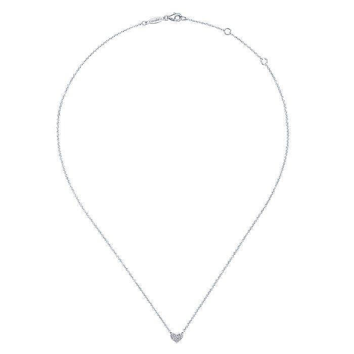 Gabriel & Co White Gold Pave Diamond Pendant Heart Necklace