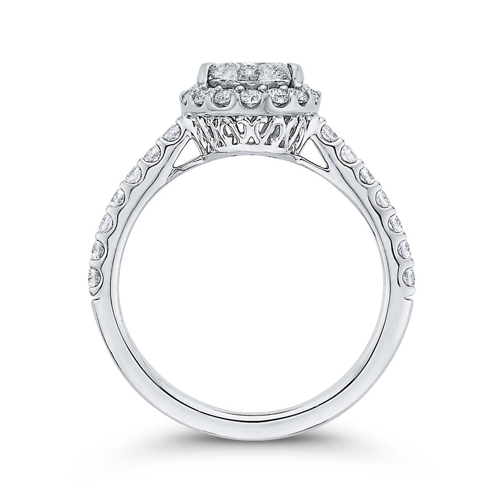Luminous White Gold Oval Halo Engagement Ring