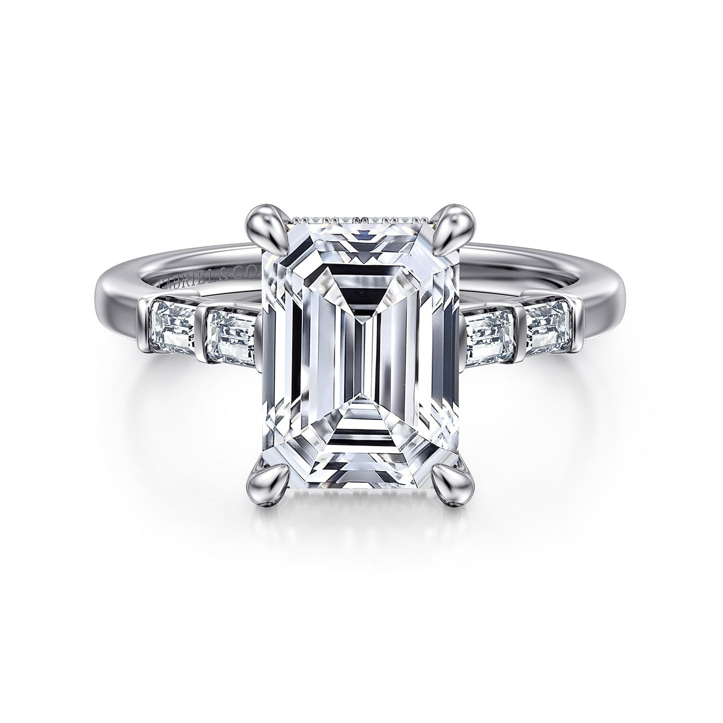 Gabriel & Co. Emerald Cut Semi-Mount Engagement Ring - Diamond Semi-Mount Rings