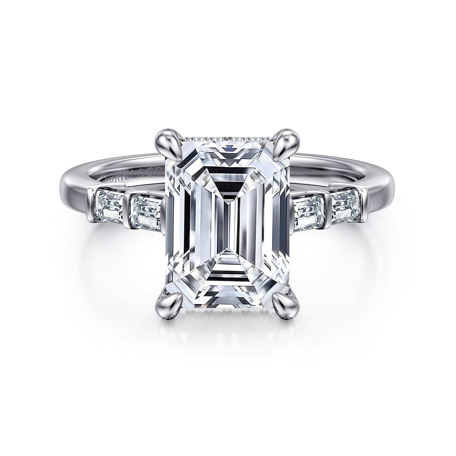 Gabriel & Co. Emerald Cut Semi-Mount Engagement Ring - Diamond Semi-Mount Rings