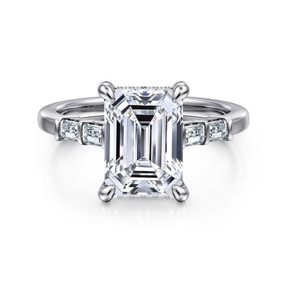 Gabriel & Co. Emerald Cut Semi-Mount Engagement Ring - Diamond Semi-Mount Rings