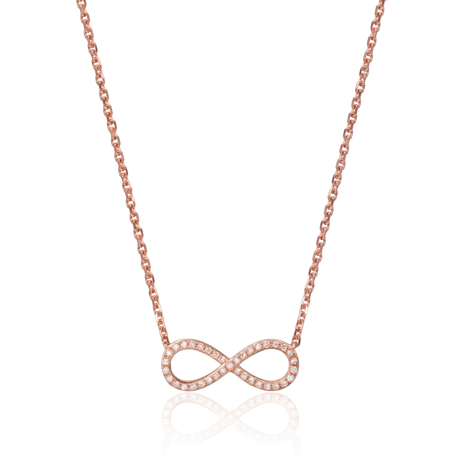 Rose Gold Diamond Infinity Necklace - Diamond Necklaces
