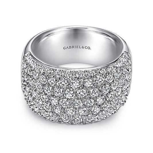 Gabriel & Co. 14 Karat White Gold Wide Pavé Diamond Anniversary Band