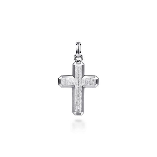 Gabriel & Co Sterling Silver Brushed Finish Cross Pendant