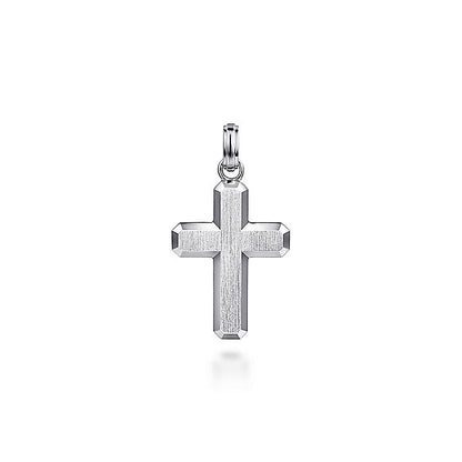 Gabriel & Co Sterling Silver Brushed Finish Cross Pendant - Gents Pendant