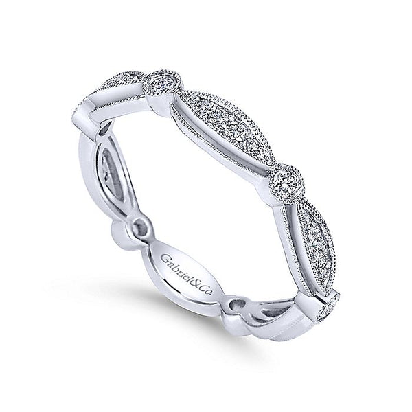Gabriel & Co White Gold Scalloped Stackable Diamond Ring