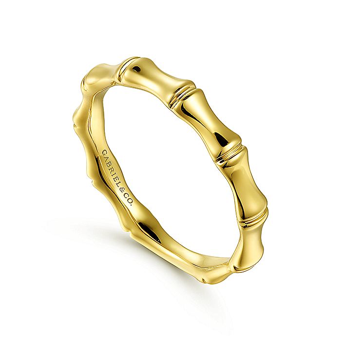 Gabriel & Co. 14 Karat Yellow Gold Bamboo Shape Stackable Ring - Gold Fashion Rings - Women's