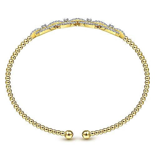 Gabriel & Co Bujukan Beaded Cuff with Diamond Pave Links - Diamond Bracelets