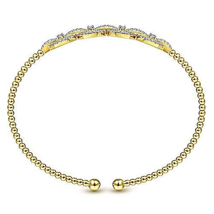 Gabriel & Co Bujukan Beaded Cuff with Diamond Pave Links - Diamond Bracelets