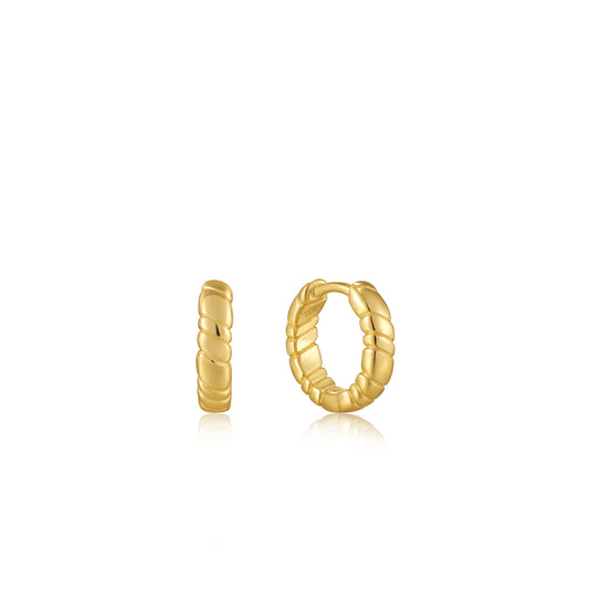 Ania Haie Gold Smooth Twist Huggie Hoop Earrings - Silver Earrings