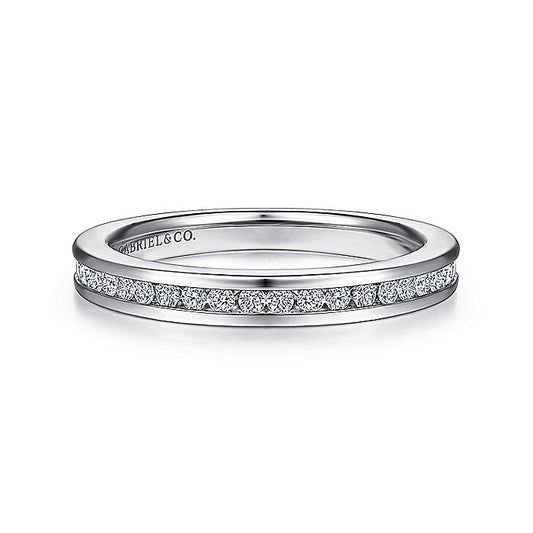 Gabriel & Co White Gold Channel Set Diamond Wedding Band