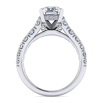 Gabriel & Co. 14 Karat White Gold Emerald Cut Semi- Mount Engagement Ring