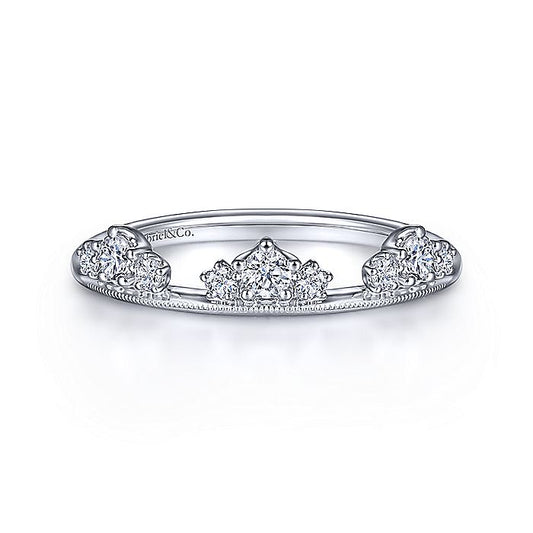 Gabriel & Co White Gold Diamond Cluster Crown Ring - Diamond Fashion Rings - Women's