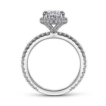Gabriel & Co White Gold Oval Halo Semi-Mount Engagement Ring - Diamond Semi-Mount Rings
